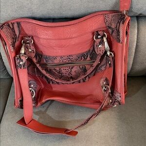 Charlie Lapson Red Snake Print Women's Bag